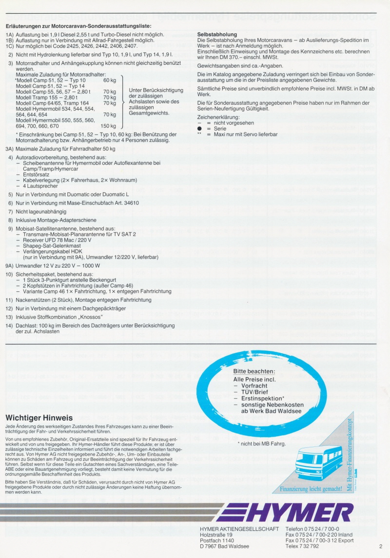 Hymer 1992 Preisliste 08